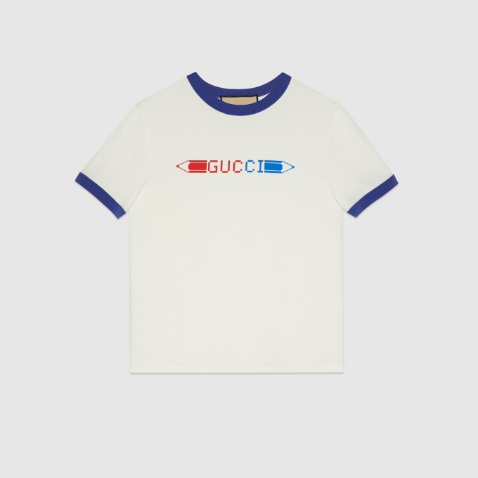 gucci pencil print short-sleeved t-shirt